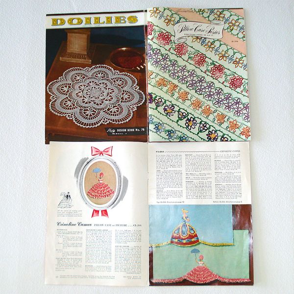 Lot 4 Crochet Pattern Booklets Doilies, Crinoline Lady, Floral Insertions 1949 #2