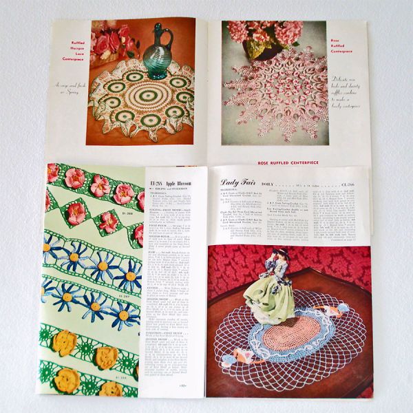 Lot 4 Crochet Pattern Booklets Doilies, Crinoline Lady, Floral Insertions 1949 #3