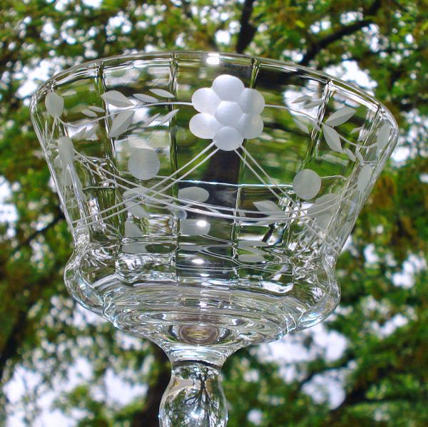 6 Paneled Optic Crystal Liquor Cocktail Stems Cut Swags Flowers #4
