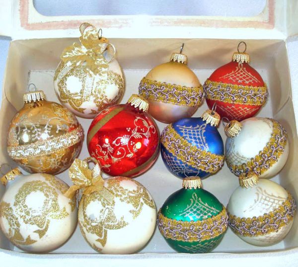 Nine Boxes Glass Christmas Ornaments Circa 1980 Clearance #8