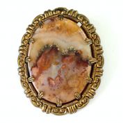 Picture Agate Brooch Scenic Mountain Landscape Clearance