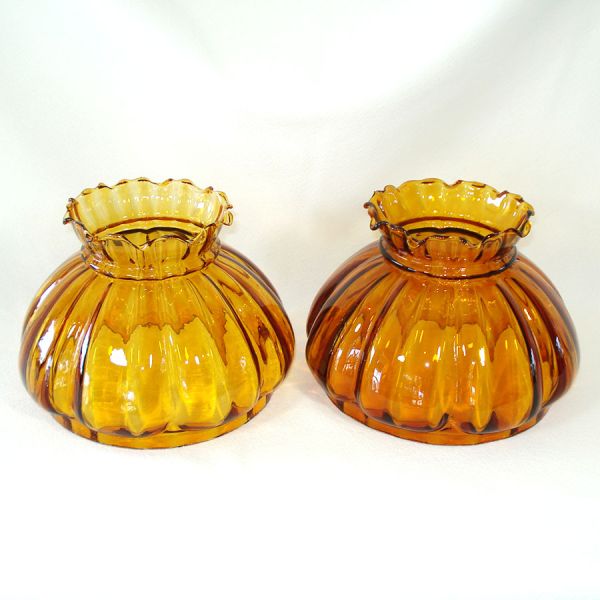 Amber Melon Rib Glass Lamp Shade 7 Inch Fitter #2