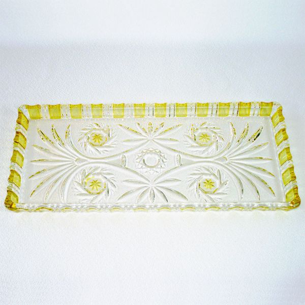 Amber Stain Czech Glass Vanity Dresser Tray