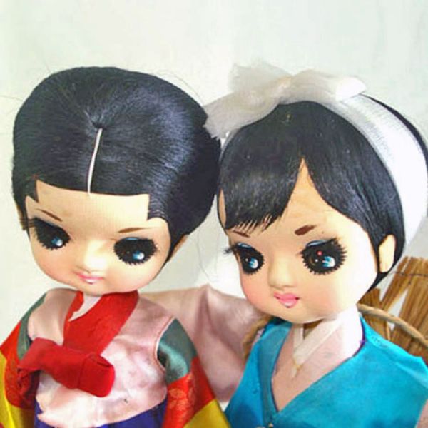 Bradley Big Eyed Oriental Asian Girl Boudoir Dolls Pair Clearance #4