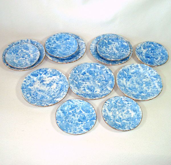 Blue White 21 Pc Antique Austrian Child's Toy Tea Set Clearance #3