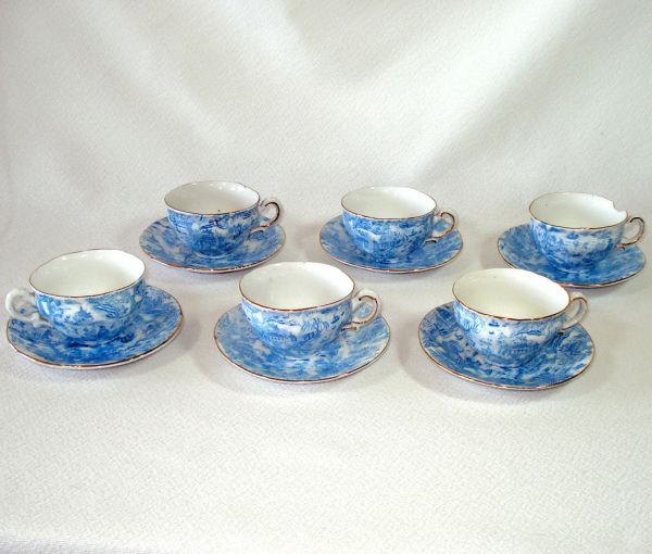 Blue White 21 Pc Antique Austrian Child's Toy Tea Set Clearance #6