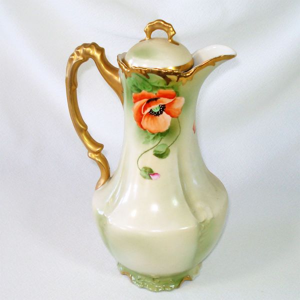 Bavarian Royal Munich Hand Painted Poppies Chocolate Pot Clearance #2