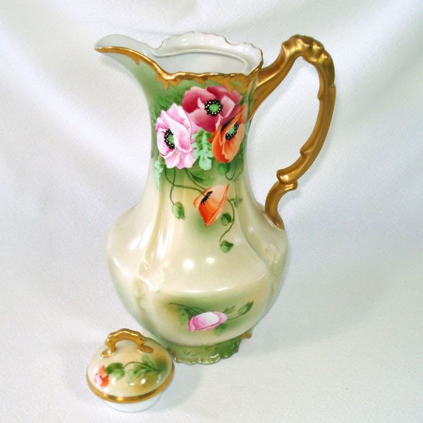 Bavarian Royal Munich Hand Painted Poppies Chocolate Pot Clearance #3