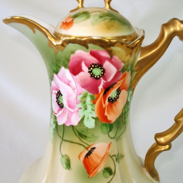 Bavarian Royal Munich Hand Painted Poppies Chocolate Pot Clearance #4