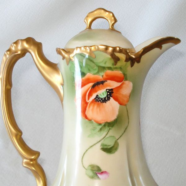 Bavarian Royal Munich Hand Painted Poppies Chocolate Pot Clearance #5