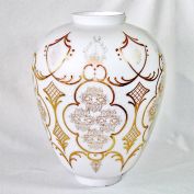 Bavarian Bristol Glass Enameled Gold on White Large Lamp Shade