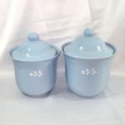 Pfaltzgraff Gazebo Blue Bouquet Flour Sugar Canisters Clearance