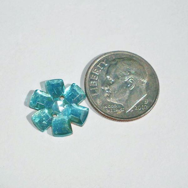 13 Blue Czech Glass Flower Buttons or Sew-On Jewels Clearance #2