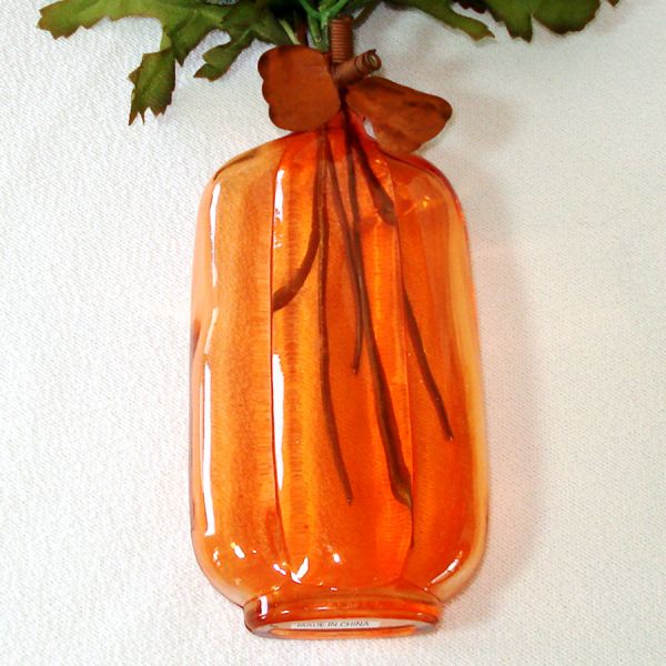4 Colorful Glass Bottle Vases Silk Orange Mums Clearance #2