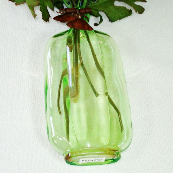 4 Colorful Glass Bottle Vases Silk Orange Mums Clearance #4