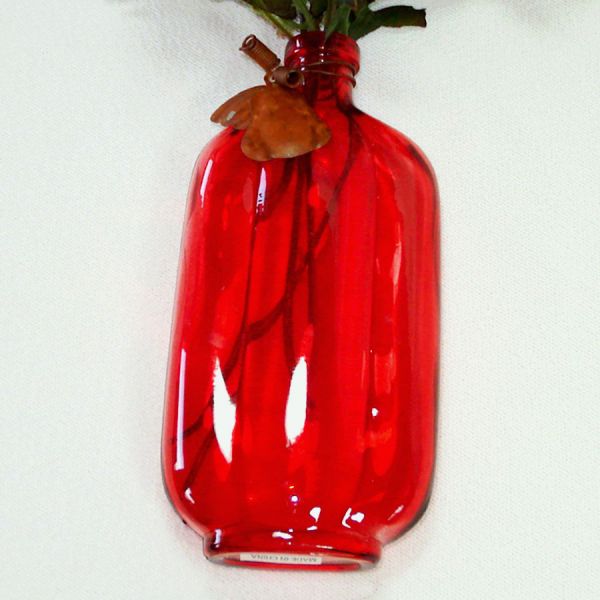 4 Colorful Glass Bottle Vases Silk Orange Mums Clearance #5