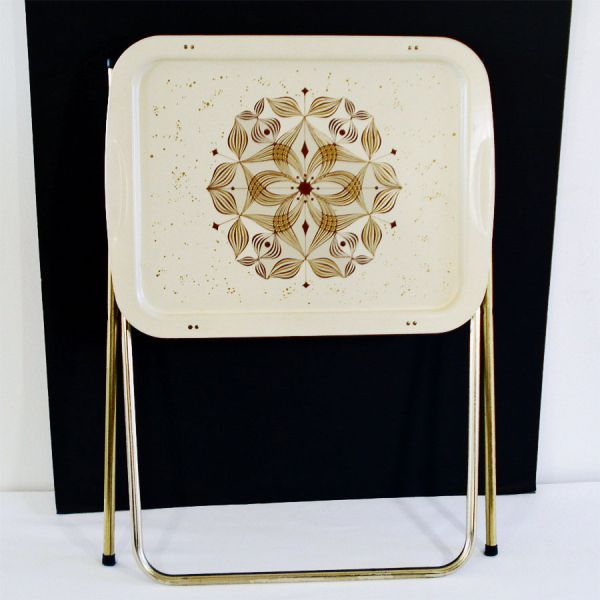 Poloron 1950s Geometric TV Trays Complete Set With Cart in Original Box #3