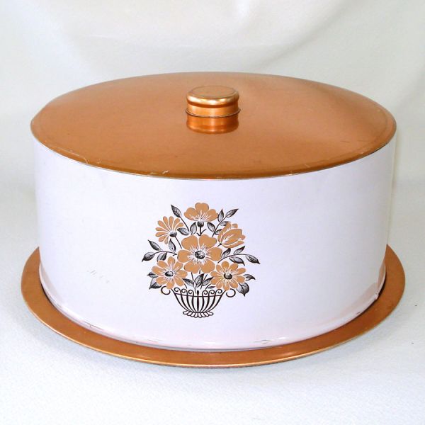 Decoware 1950s Kitchen Cake Keeper Coppertone Flowers