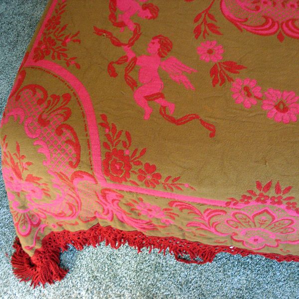 Nettle Creek Romance Queen Bedspread Red Pink Cherubs Clearance #4