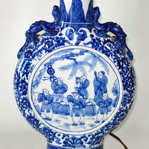 Norman Perry Blue White Chinoiserie Bottle Table Lamp Needs Base #3