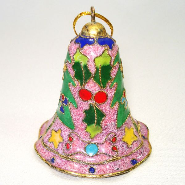 Boxed Pair Cloisonne Bells Christmas Ornaments Clearance #3
