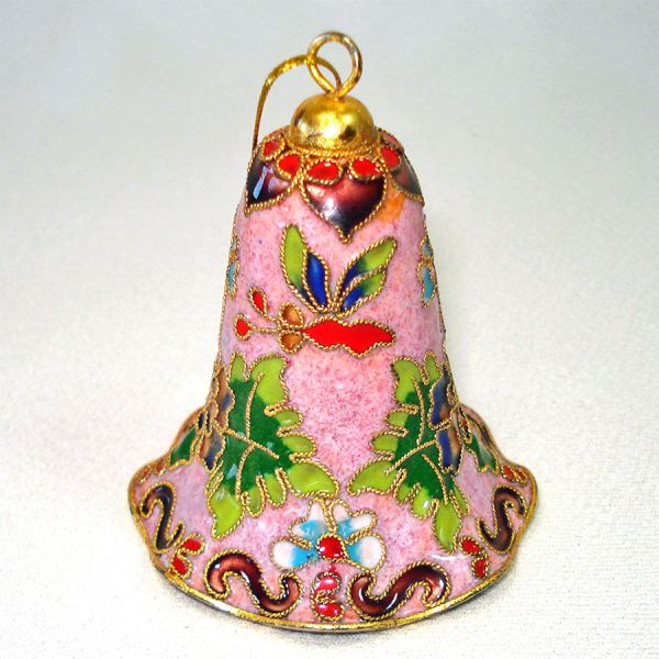 Boxed Pair Cloisonne Bells Christmas Ornaments Clearance #4