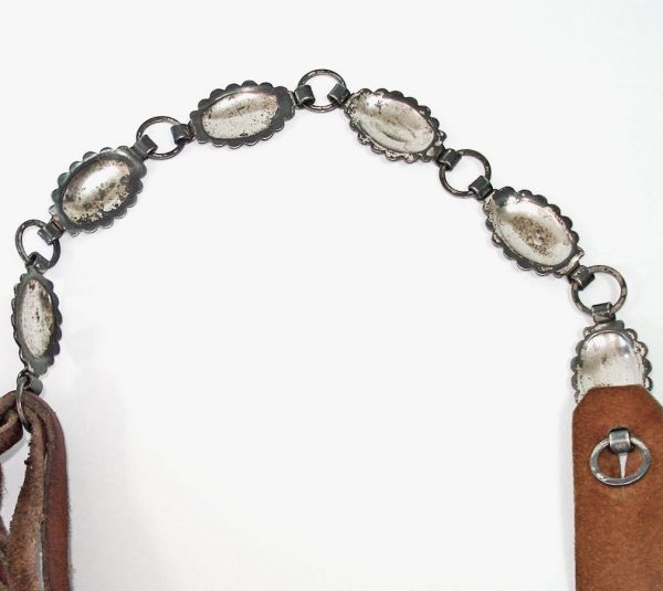 Leather Hat Band With Metal Concho Chain Clearance #3