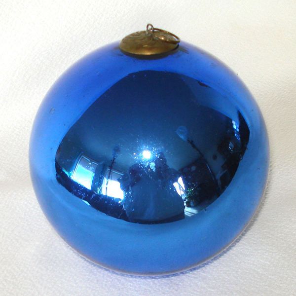 Antique Large Cobalt Blue German Glass Kugel Christmas Ornament Clearance