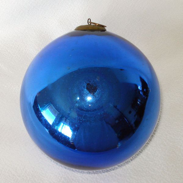Antique Large Cobalt Blue German Glass Kugel Christmas Ornament Clearance #2