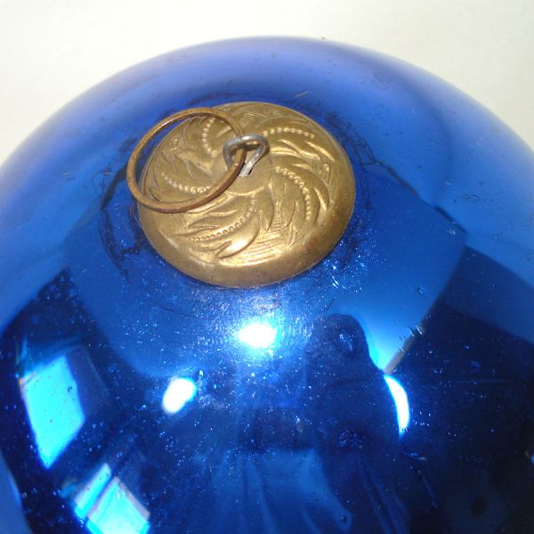 Antique Large Cobalt Blue German Glass Kugel Christmas Ornament Clearance #5