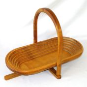 Collapsible Myrtle Wood Handcrafted Basket Locking Handle