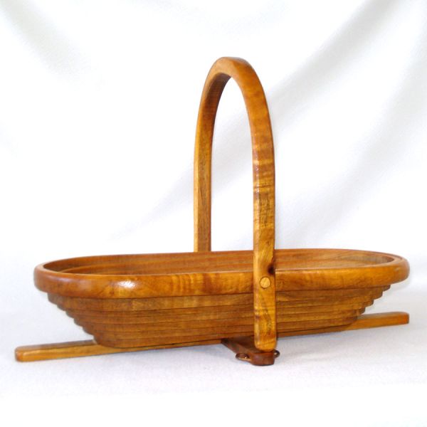 Collapsible Myrtle Wood Handcrafted Basket Locking Handle #2