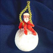 Clay Face Chenille Santa on Cotton Ball Christmas Ornament