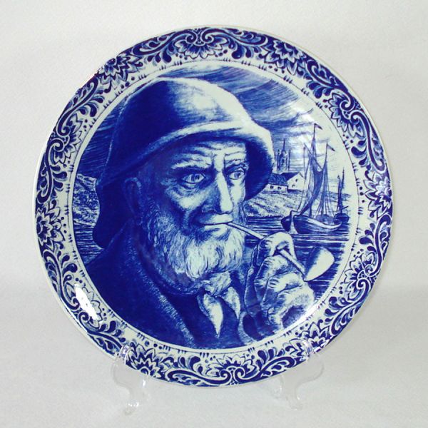 Boch Freres Belgium Delft Old Fisherman Wall Plate Clearance #3