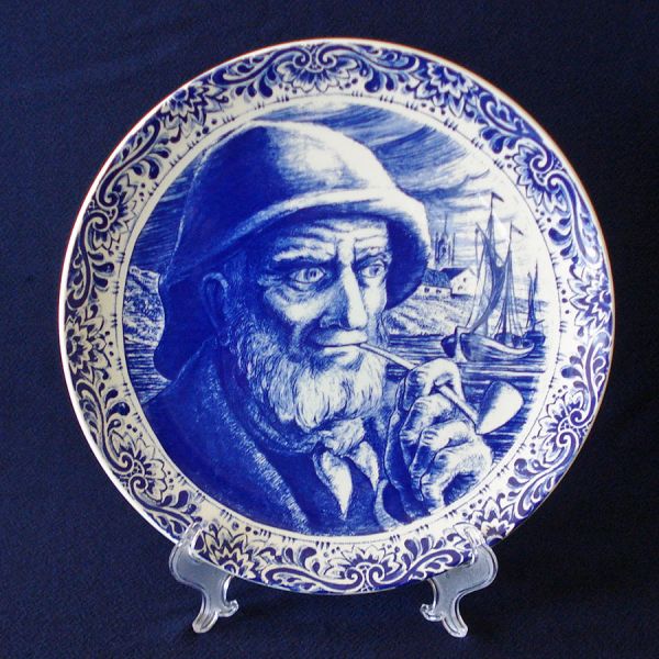 Boch Freres Belgium Delft Old Fisherman Wall Plate Clearance
