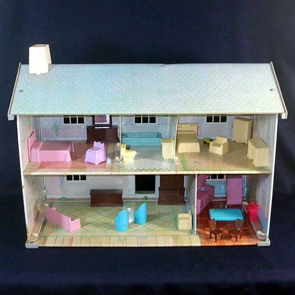 Wolverine Tin Litho 2 Story Dollhouse With Furniture Clearance