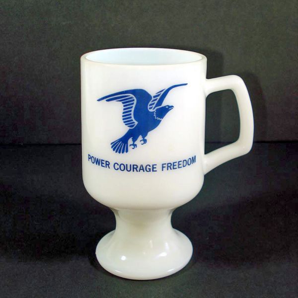 Milk Glass Eagle Pedestal Mugs Set of 4 John Denver Clearance Song Lyrics #2