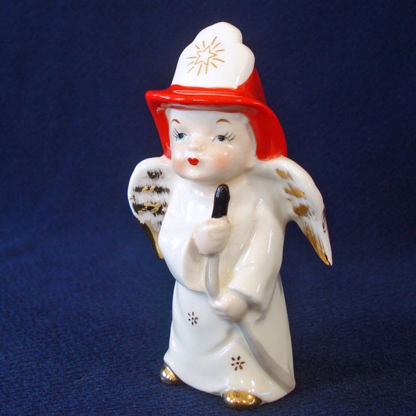 Little Boy Fireman Angel Figurine 1950s Japan