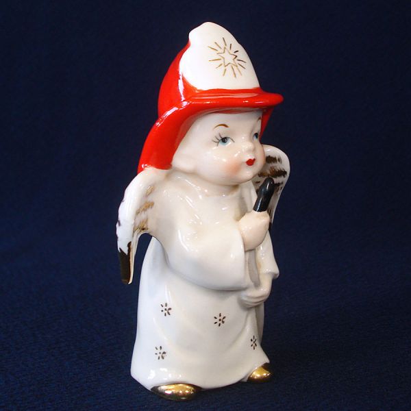 Little Boy Fireman Angel Figurine 1950s Japan #4