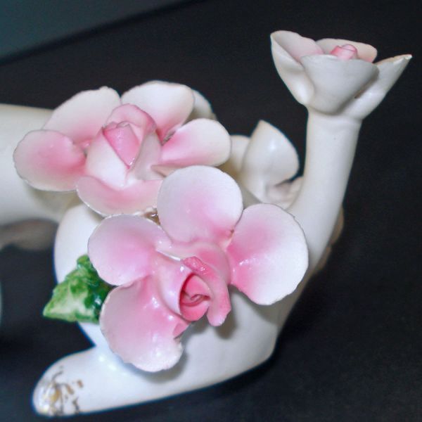 Delightul Applied Flowers Vintage Japan Poodle Figurine #4