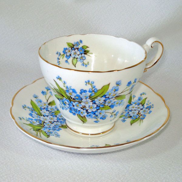 Forget-Me-Nots English Bone China Cup and Saucer Set Clearance #4