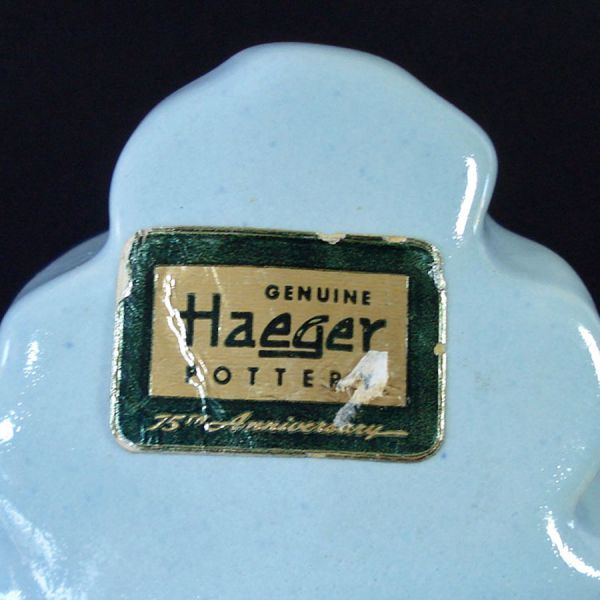 Haeger 1940s Blue Lady Pushing Baby Buggy Nursery Planter Clearance #4