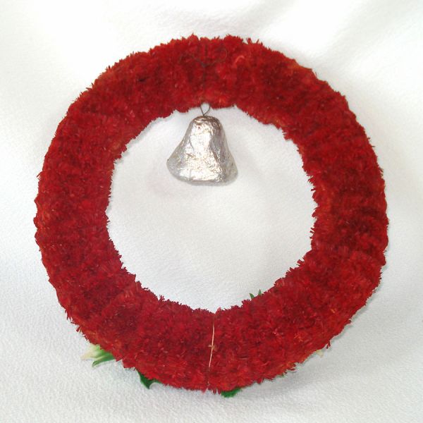 Red Brush Hinoki Christmas Wreath Bell Holly #2