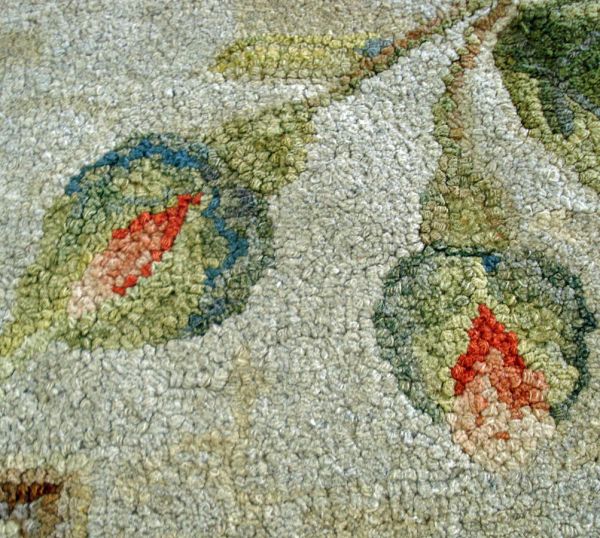 Spray of Roses 1930s Hand Hooked Rug 25 by 30 Inches Clearance #4