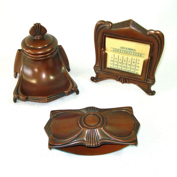 Jennings Brothers Bronze Desk Set With Perpetual Calendar Clearance #2
