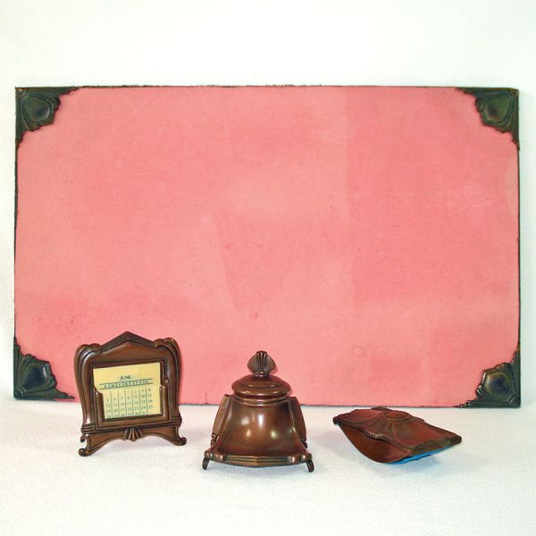 Jennings Brothers Bronze Desk Set With Perpetual Calendar Clearance #9