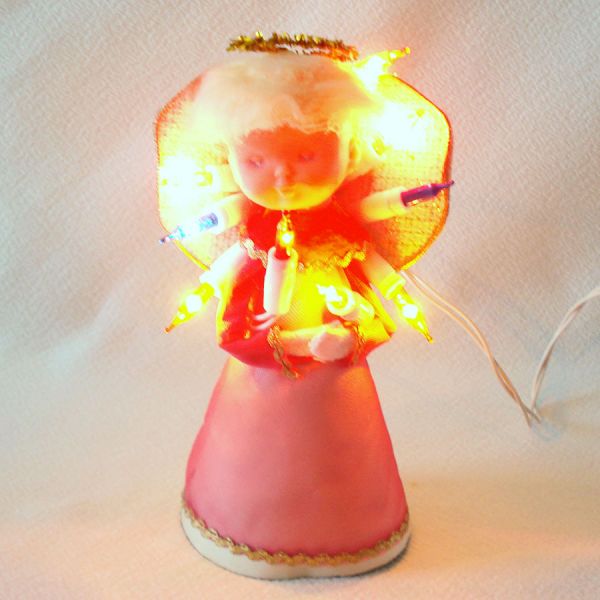 Retro Angel Doll Lighted Christmas Tree Topper Clearance #5