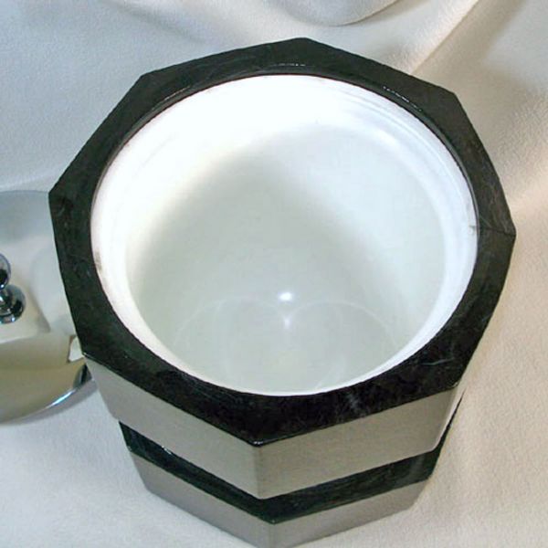 Gleaming Chrome, Black Marbled Vinyl 1960s Ice Bucket Clearance #2