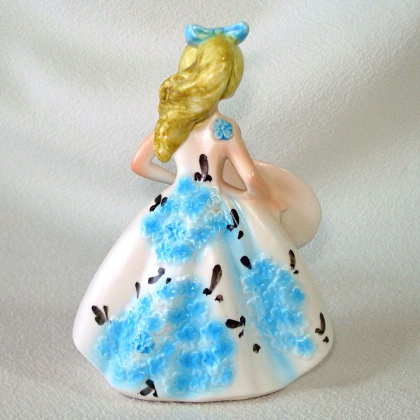 Lefton Ponytail Teenager Figurine Blue Flowered Dress Clearance #4