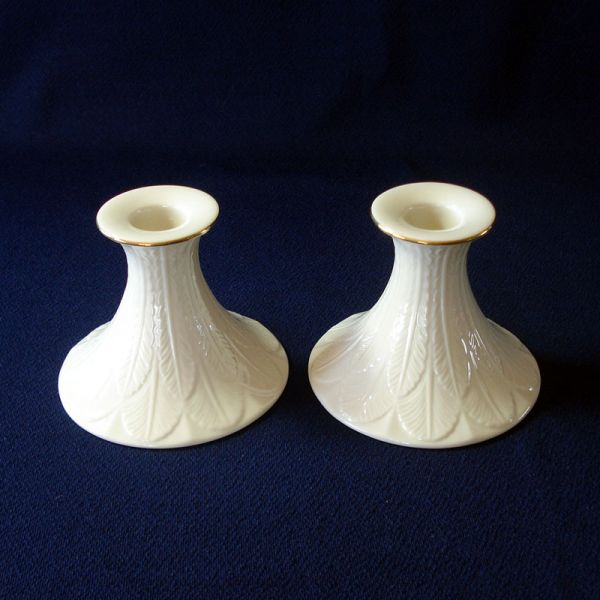 Pair Lenox Greenfield Porcelain Candlesticks Clearance